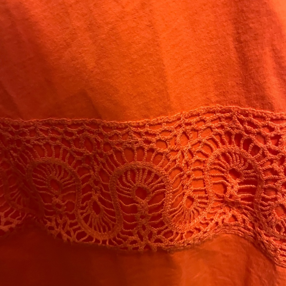 J Crew Orange Tank with Crochet Stripes size M - Picture 6 of 6
